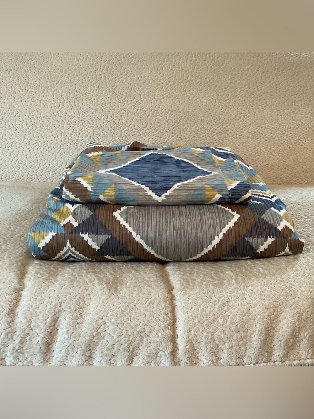 VTG The Company Store King Duvet Cover Shams Southwest Blue Aztec Geometric